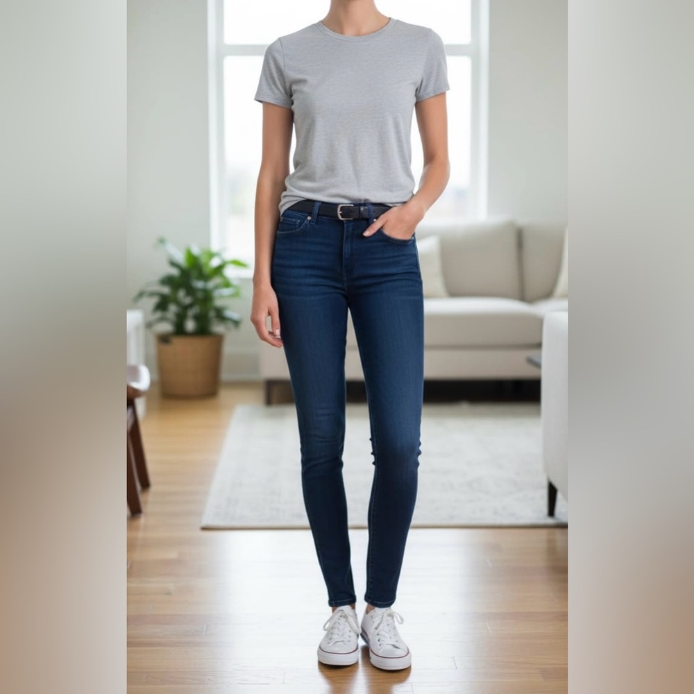 7 For All Mankind Dark Blue high waist Skinny Jeans